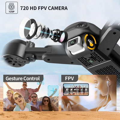 DE 4DRC V12 Drohne HD 4K-Weitwinkel-Dual-Kamera Tragbarer Faltbarer RC-Quadcopter,